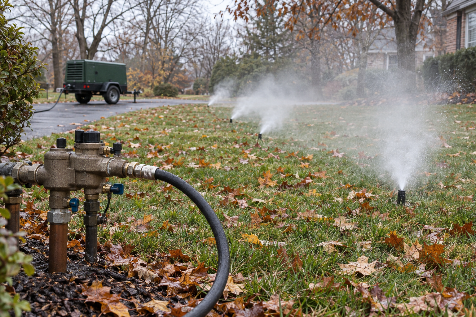 sprinkler blow-out with compressed air